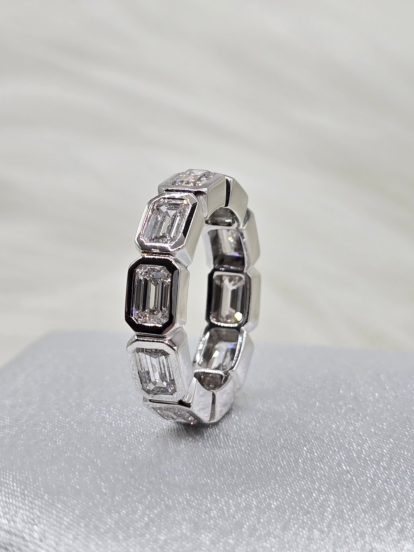 6.00 CTW Emerald Cut Lab Diamond Bezel Set Eternity Ring