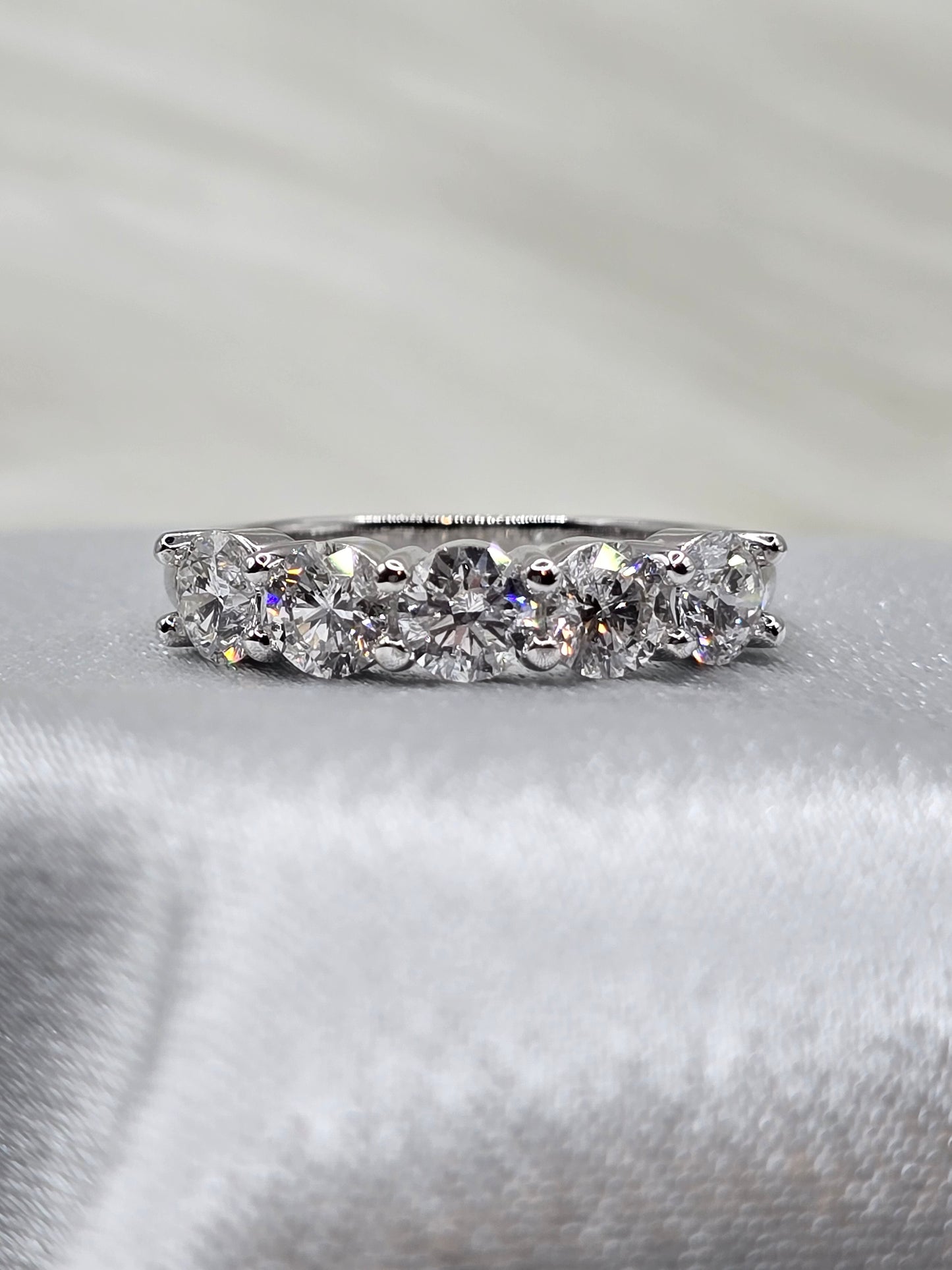 2 Carat 5-Stone Lab Diamond Wedding Anniversary Ring - 14K White Gold