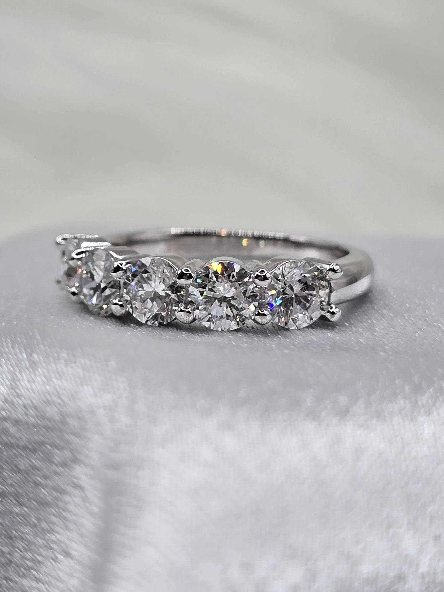 2 Carat 5-Stone Lab Diamond Wedding Anniversary Ring - 14K White Gold