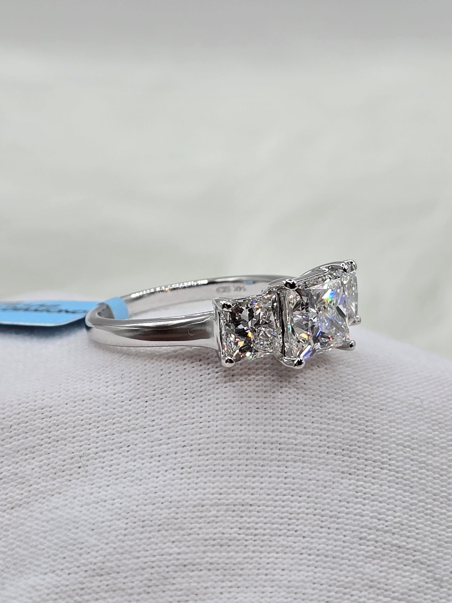 4 CTW 3-Stone Lab Diamond Engagement Ring (F/VS+) - 14K White Gold - Non-Certified