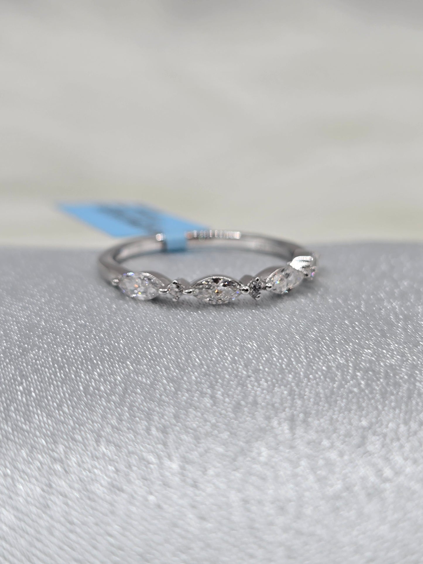 14K White Gold 0.40 CTW Marquise/Round Lab Diamond Wedding Band