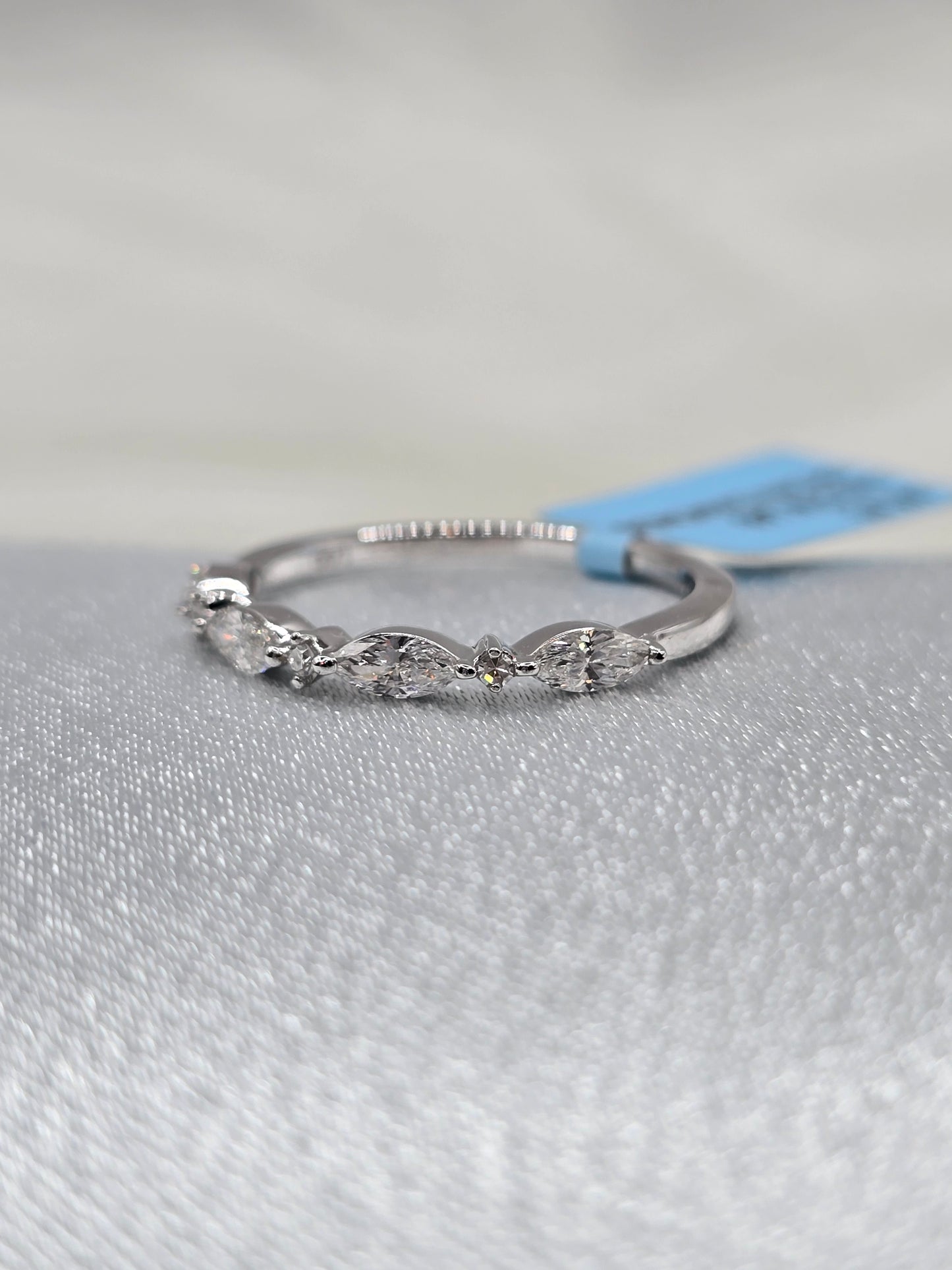 14K White Gold 0.40 CTW Marquise/Round Lab Diamond Wedding Band
