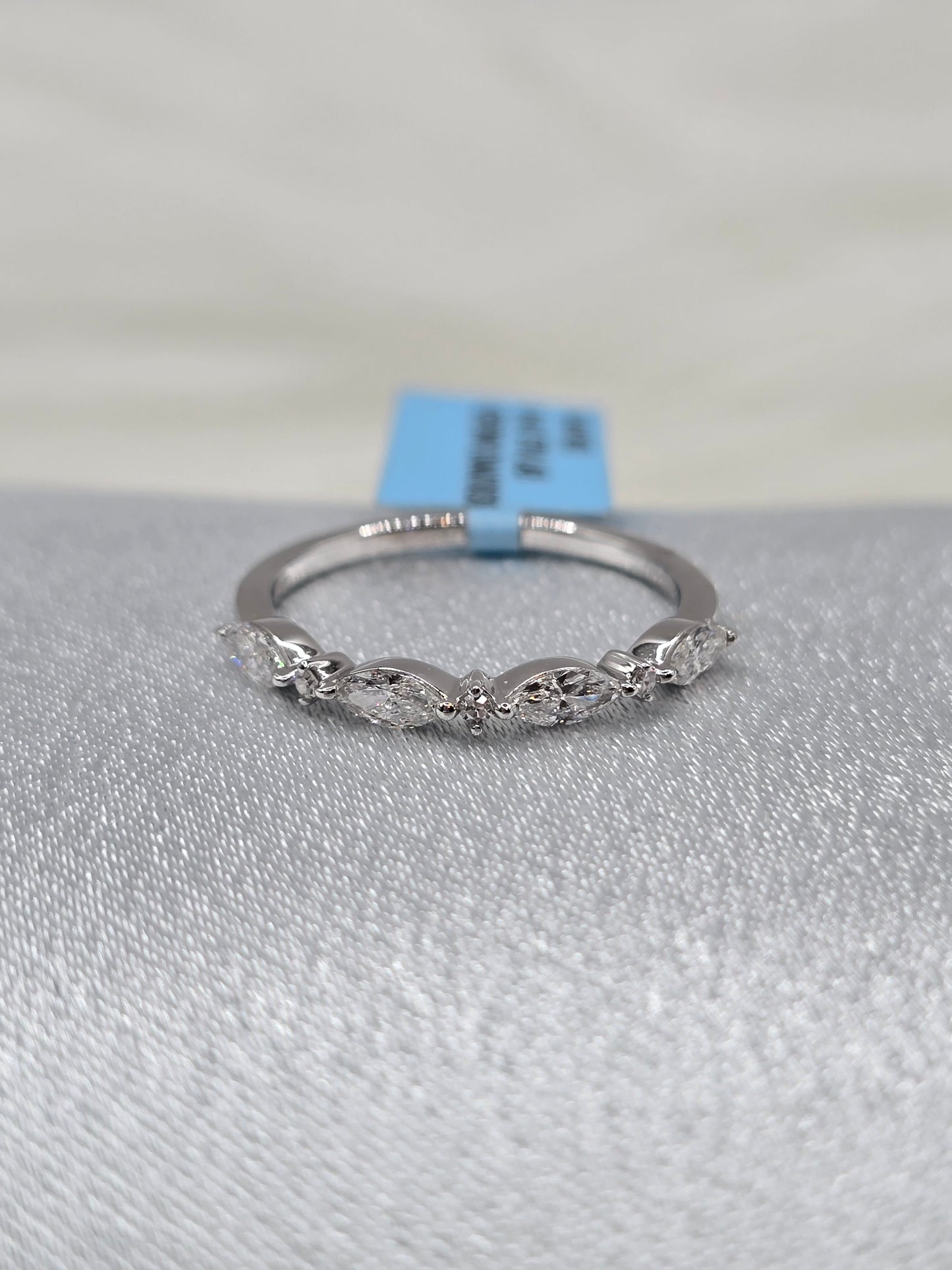 14K White Gold 0.40 CTW Marquise/Round Lab Diamond Wedding Band