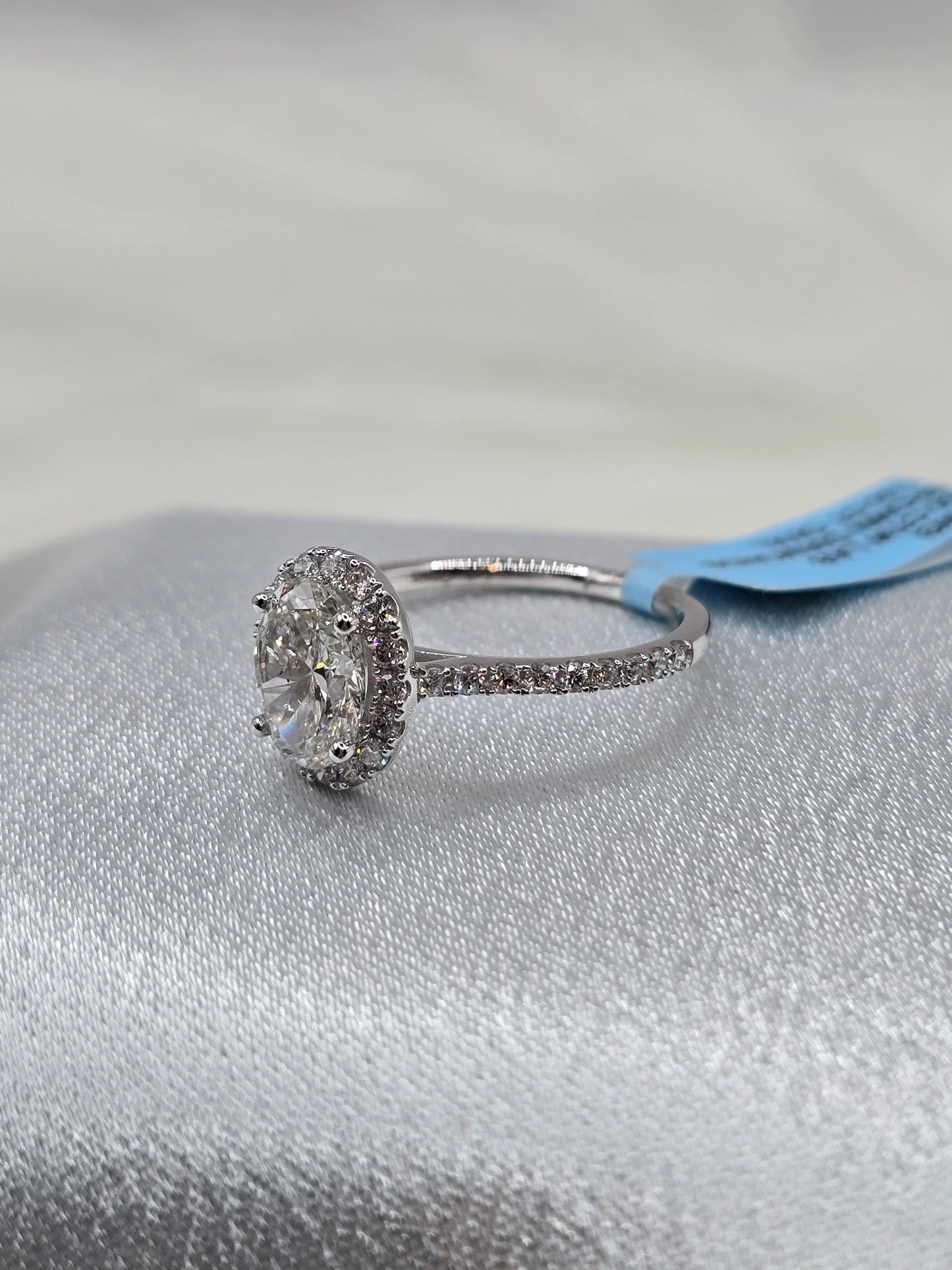 2.00 CTW Oval Halo Lab Diamond Engagement Ring 14K White Gold - Non-Certified