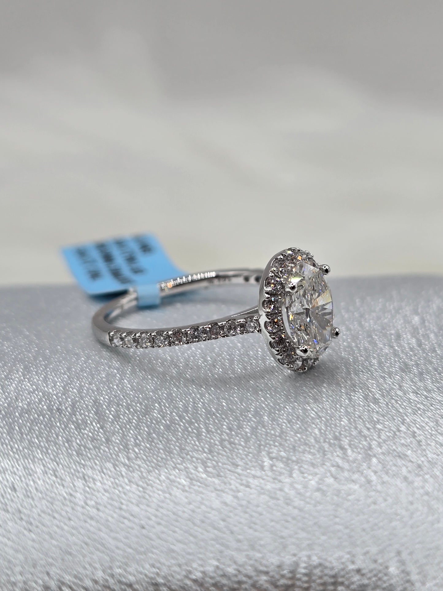 2.00 CTW Oval Halo Lab Diamond Engagement Ring 14K White Gold - Non-Certified
