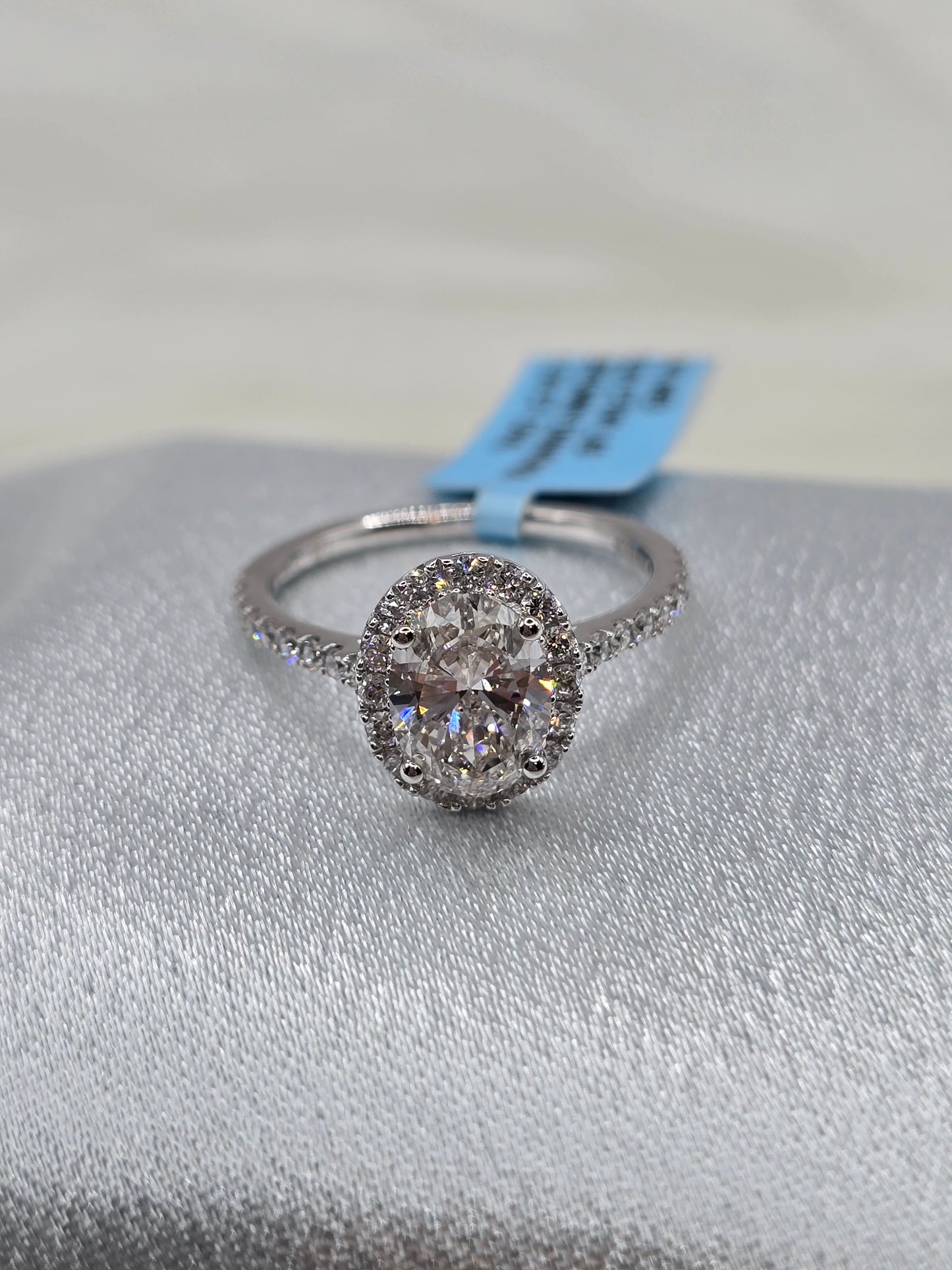 2.00 CTW Oval Halo Lab Diamond Engagement Ring 14K White Gold - Non-Certified