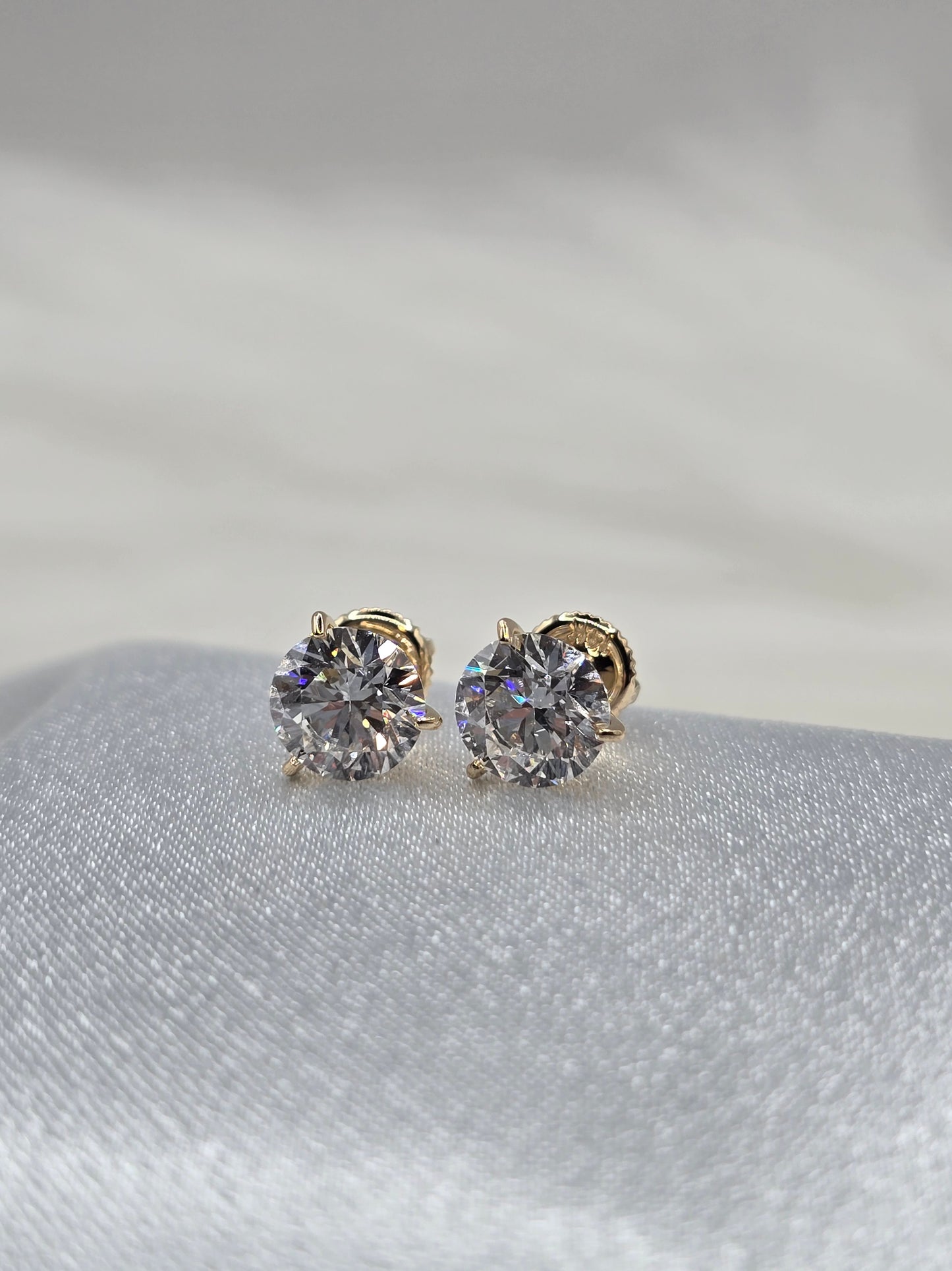 14K Yellow Gold 3 CTW DE/VS Martini Set Lab Diamond Studs - IGI Certified