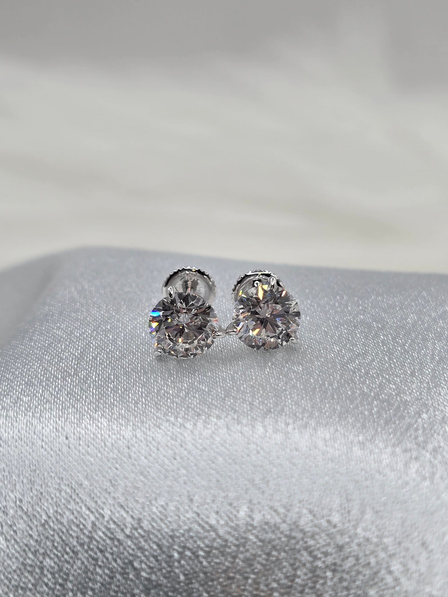 14K White Gold 3 CTW E/VS Martini Set Lab Diamond Studs - IGI Certified
