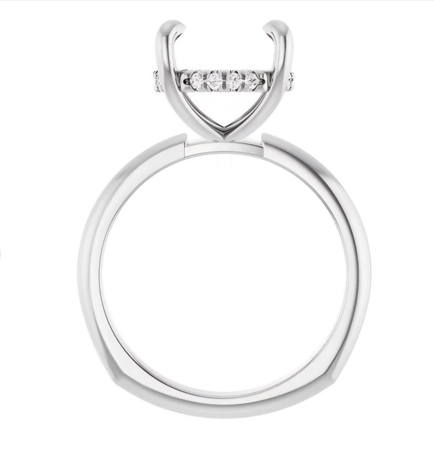 Custom 14KW Euro Shank Hidden Halo Engagement Ring - Size 7.75