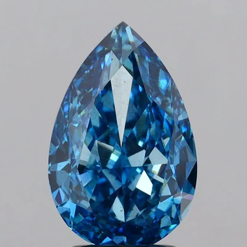 3.06ct Pear Lab Grown Diamond (Colour Fancy Vivid Blue, Clarity VS2, IGI Certified)