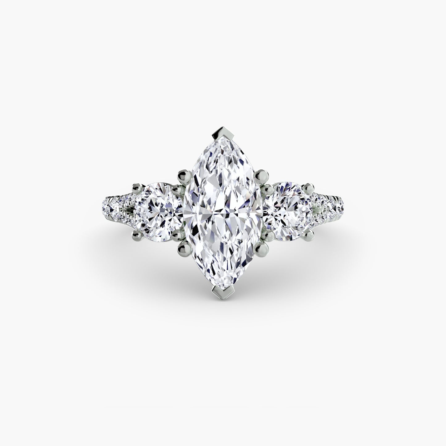 The "Cassandra" Classic Three-Stone with Pavé Band