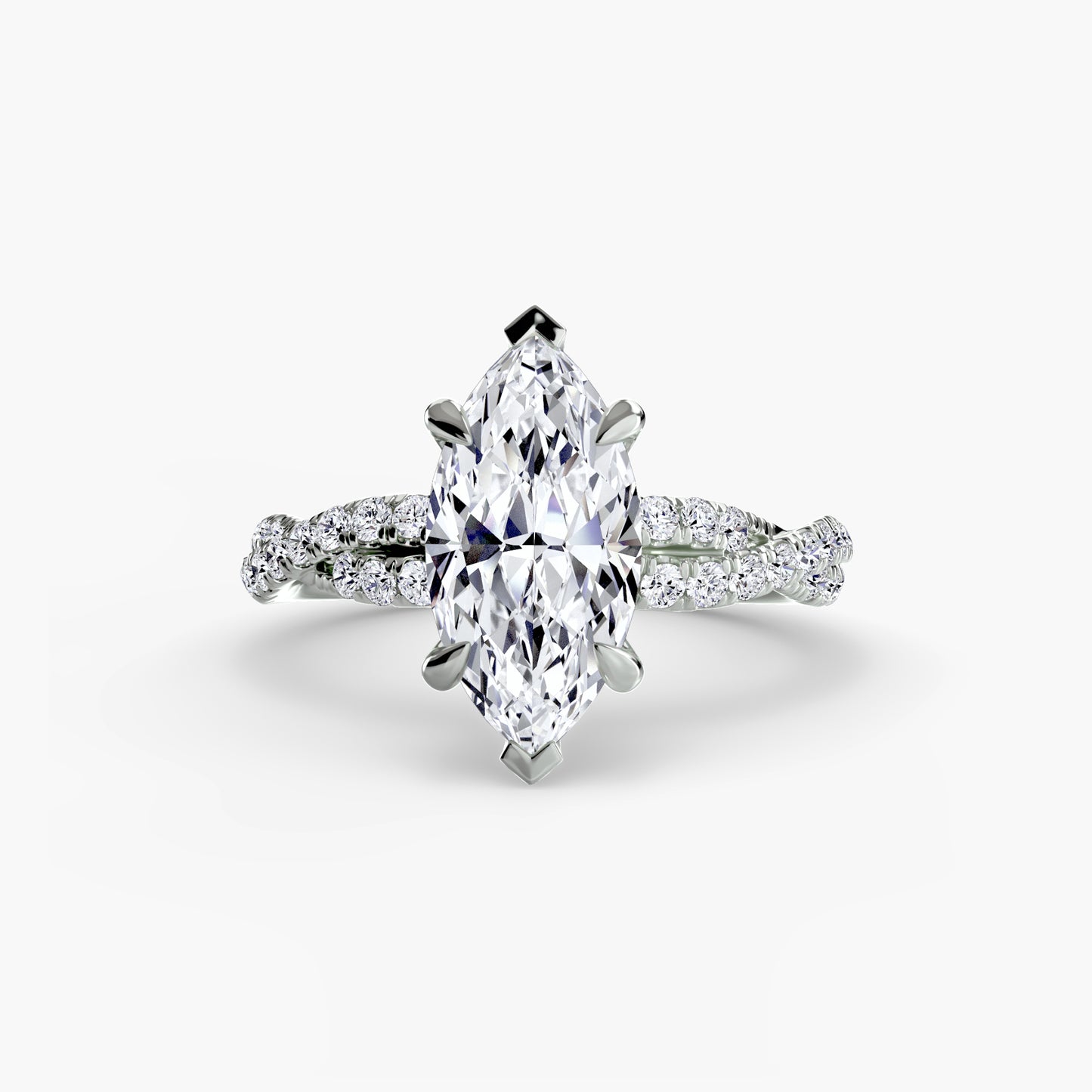 The "Everly" Double Twist Diamond Pavé Solitaire