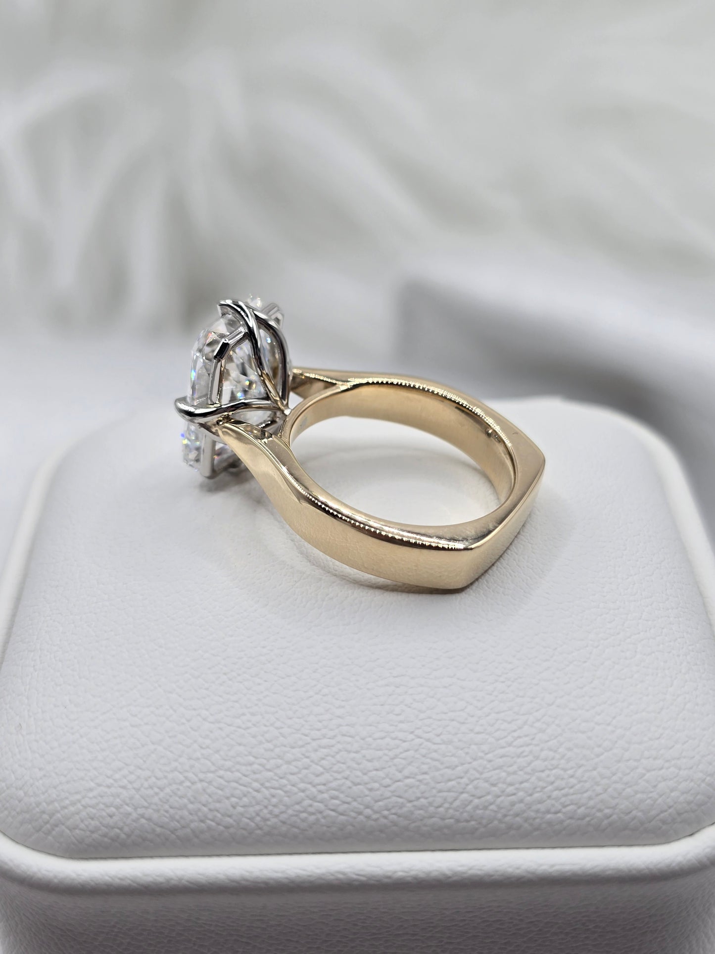 The "Nadia" 14K Custom Setting w/ Euro Shank, Lotus Prongs, and Peekaboo Halo (Setting Only)
