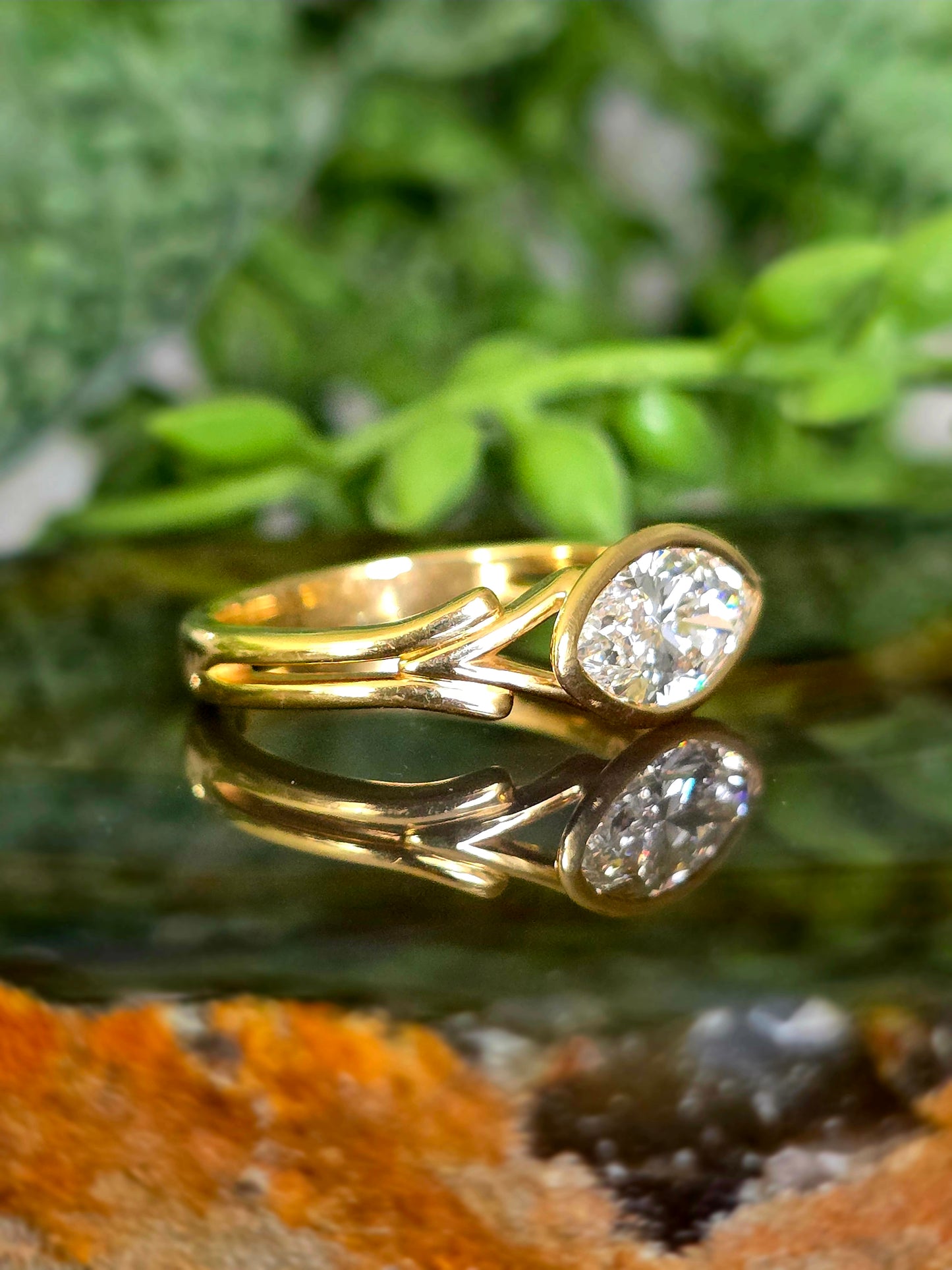10KY 1.58 CTW E/VS1 Marquise Bezel Split Shank Lab Diamond Ring