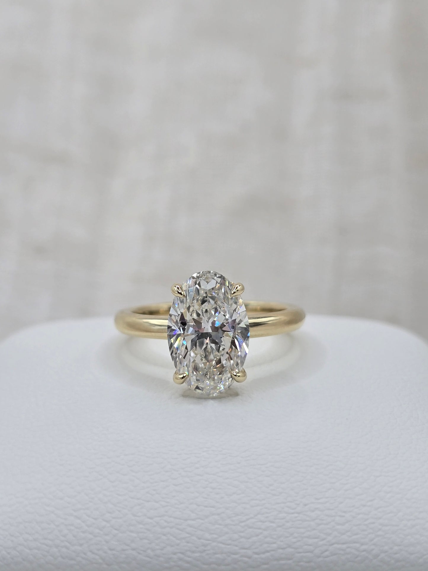 Custom 3.10 ct E/VS1 Oval Lab Diamond Ring with Hidden Halo - Size 6
