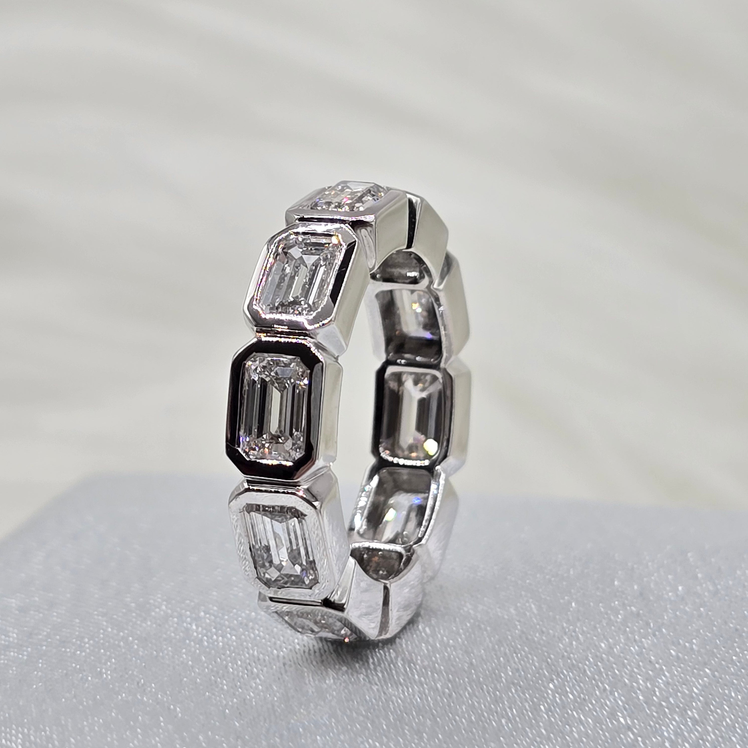 6.00 CTW Emerald Cut Lab Diamond Bezel Set Eternity Ring