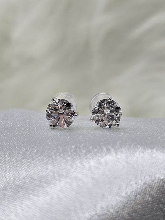 2 CTW Certified Martini Set Lab Diamond Studs - 14K White Gold