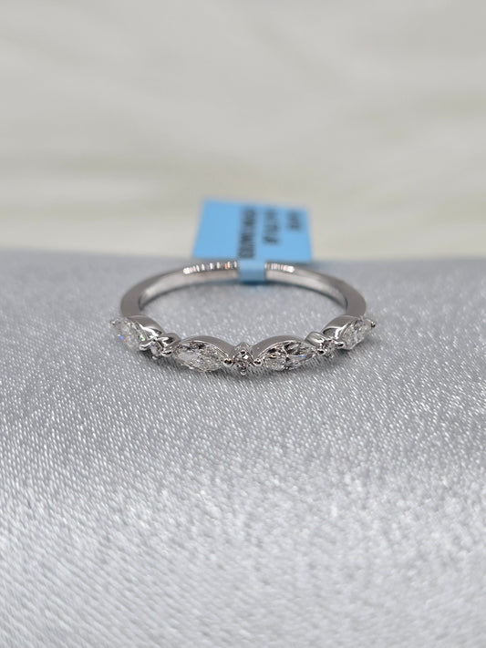 14K White Gold 0.40 CTW Marquise/Round Lab Diamond Wedding Band