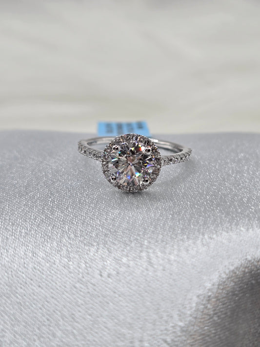 2 CTW Halo Lab Diamond Engagement Ring (1.38 Ct Center) - 14K White Gold