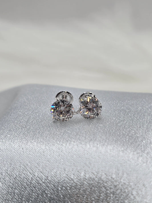 14K White Gold 3 CTW E/VS Martini Set Lab Diamond Studs - IGI Certified