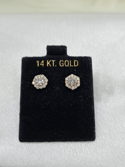 14K Rose Gold 1 CTW Lab Diamond Stud Earrings