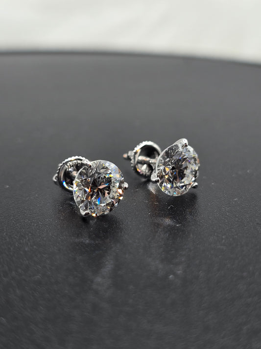 4 CTW Lab Diamond Studs Earrings E/VVS2 14K White Gold - IGI Certified