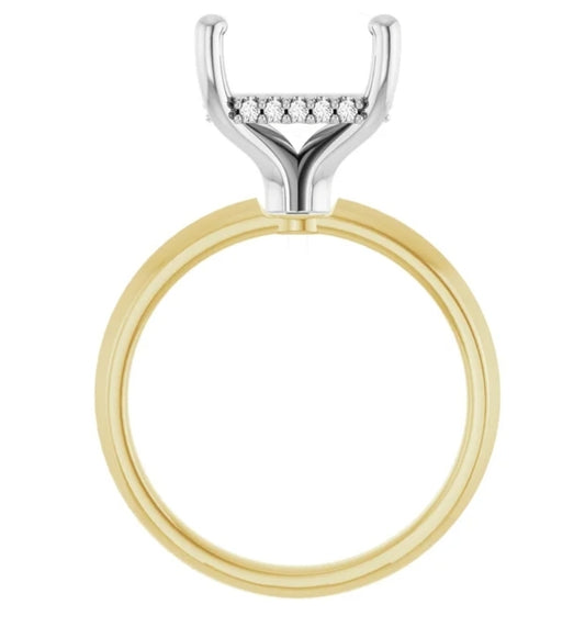 Custom 14K Yellow Knife Edge Hidden Halo Radiant Cut Engagement Ring