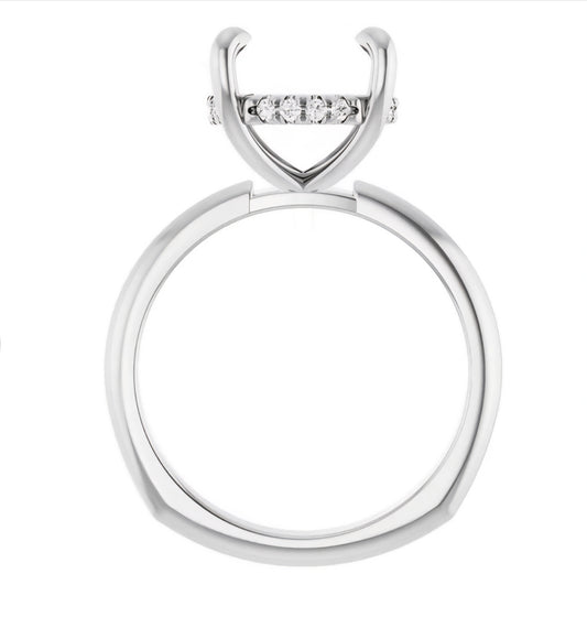 Custom 14KW Euro Shank Hidden Halo Engagement Ring - Size 7.75