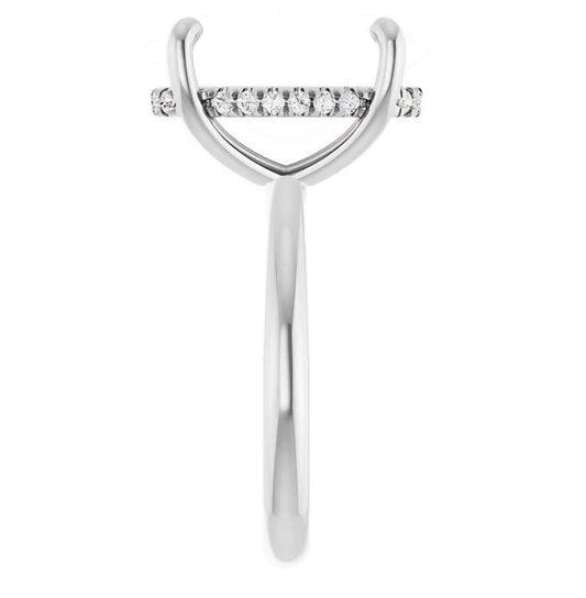 Custom 14KW Euro Shank Hidden Halo Engagement Ring - Size 7.75