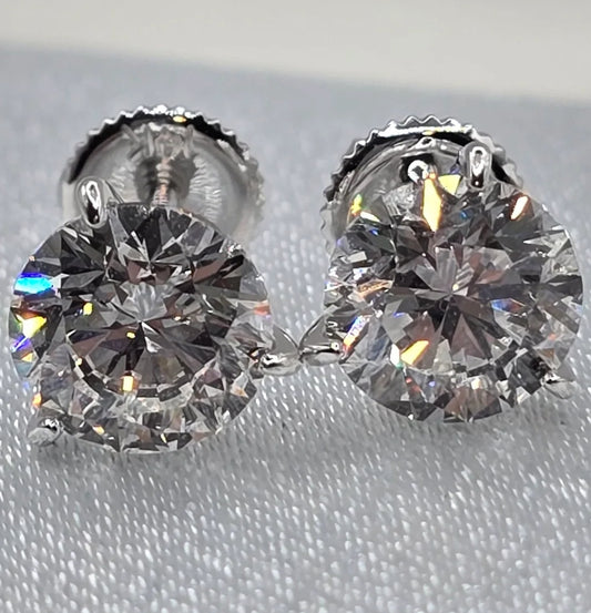 Custom 14K 2 CTW Lab Diamond Stud Earrings - Certified