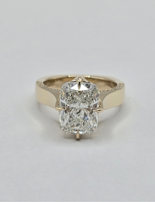 The "Nadia" 14K Custom Setting w/ Euro Shank, Lotus Prongs, and Peekaboo Halo (Setting Only)