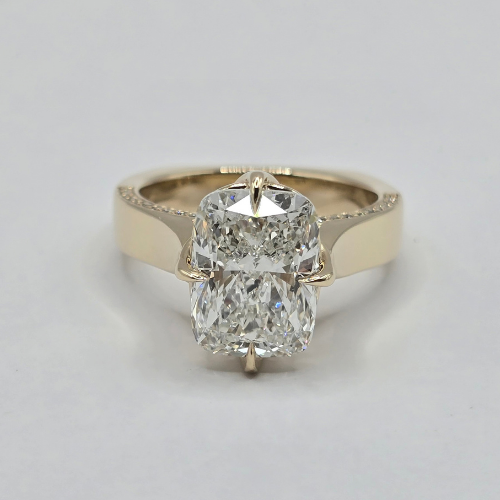 The "Nadia" 14K Custom Setting w/ Euro Shank, Lotus Prongs, and Peekaboo Halo (Setting Only)