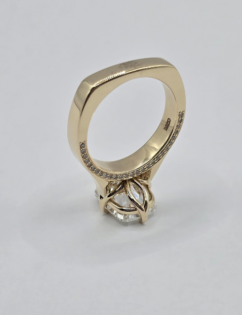 The "Nadia" 14K Custom Setting w/ Euro Shank, Lotus Prongs, and Peekaboo Halo (Setting Only)