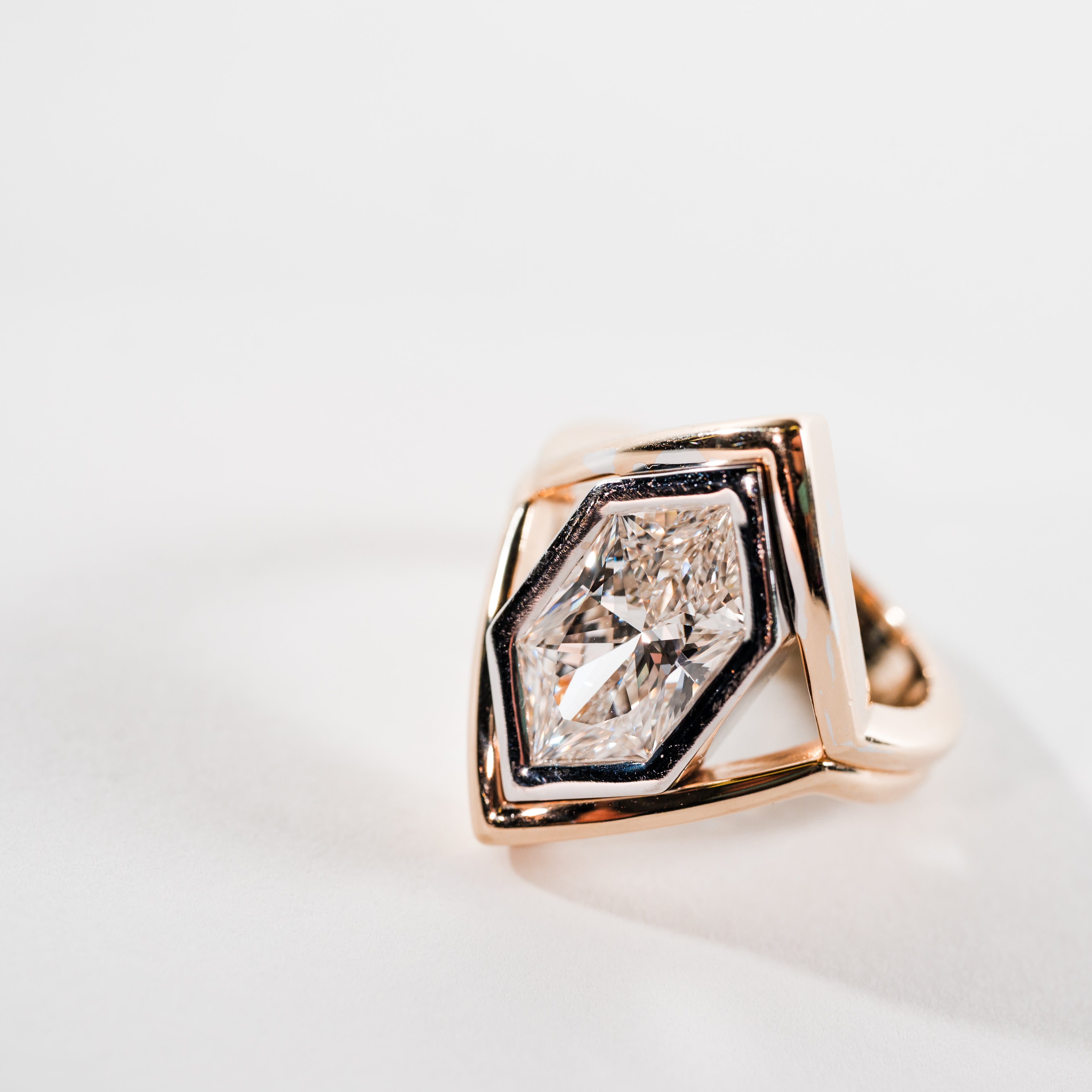 The "Valen" Signature Ring 10K & 3 Ctw Dutch Marquise Lab Diamond (Certified)