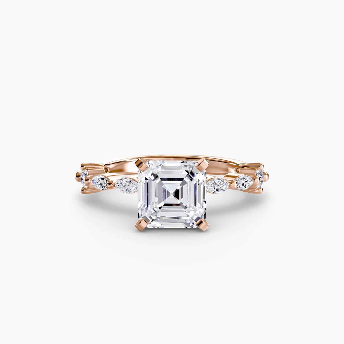 The "Gina" Solitaire with Diamond Stations Ring