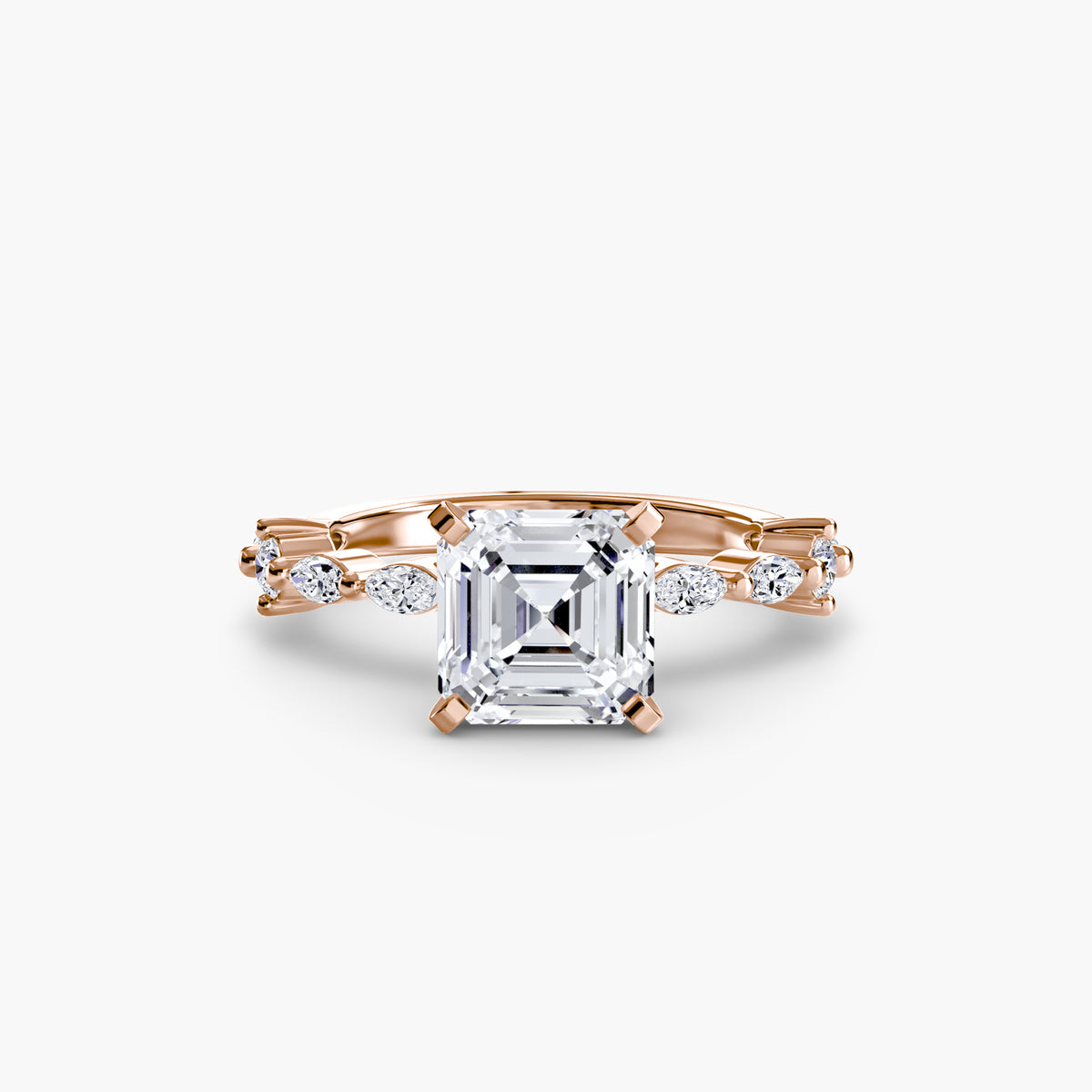 The "Gina" Solitaire with Diamond Stations Ring