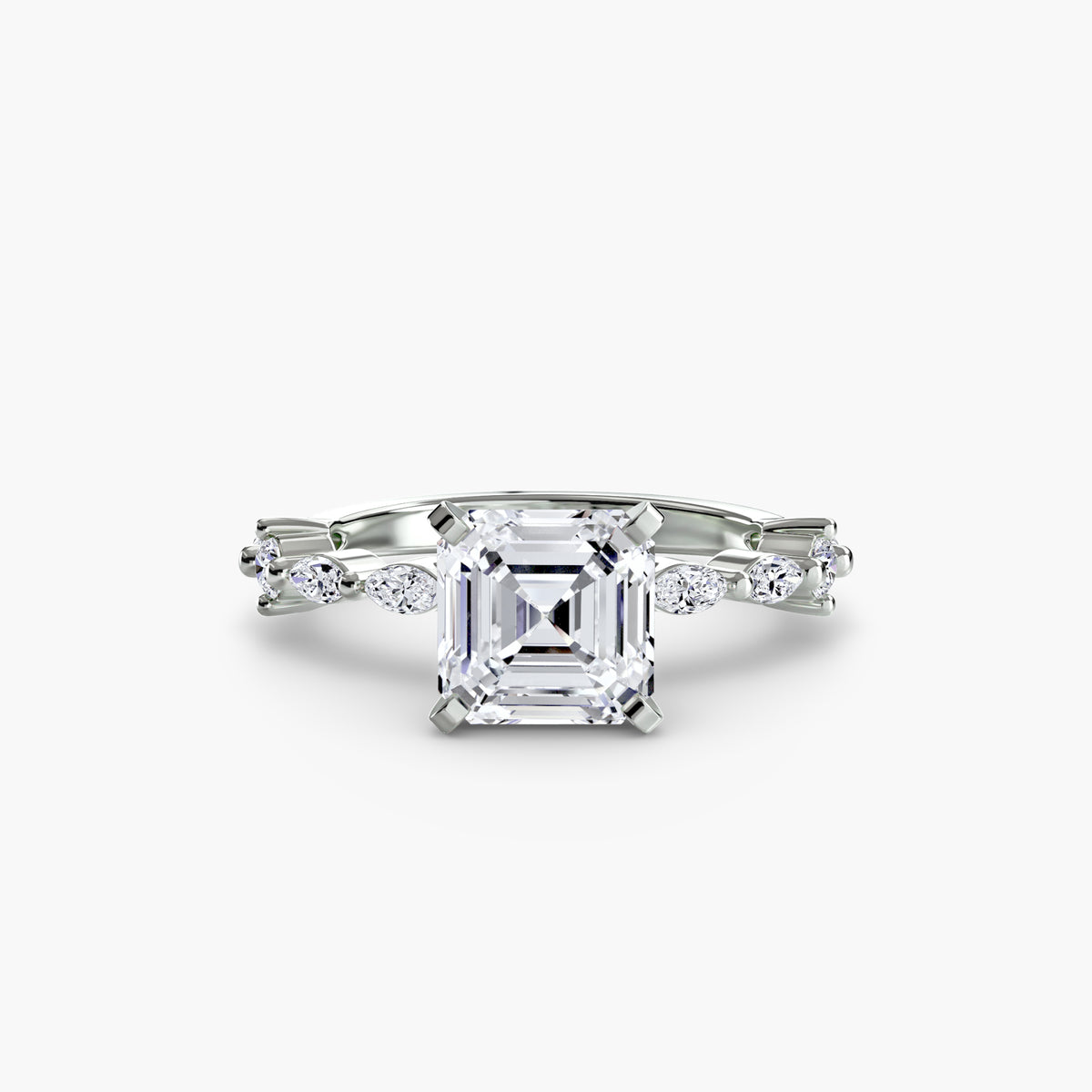 The "Gina" Solitaire with Diamond Stations Ring