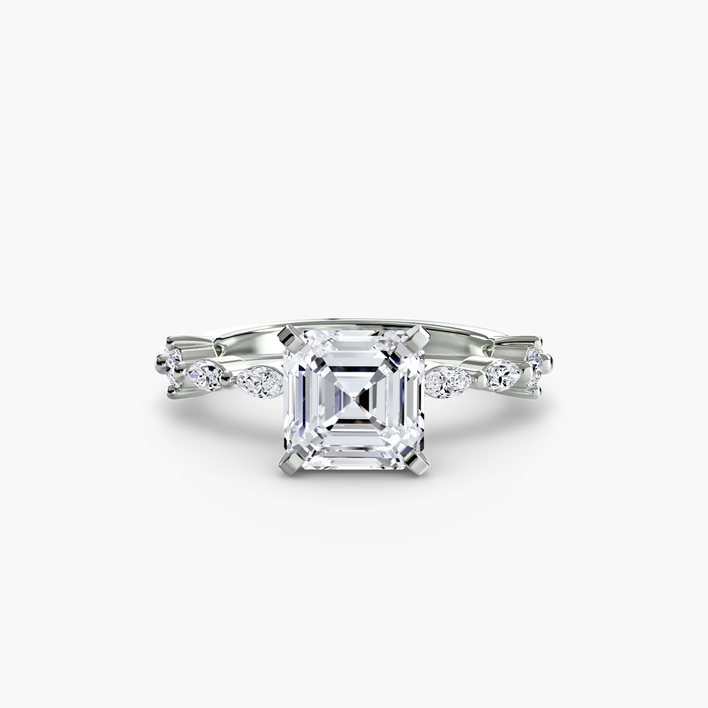 The "Gina" Solitaire with Diamond Stations Ring