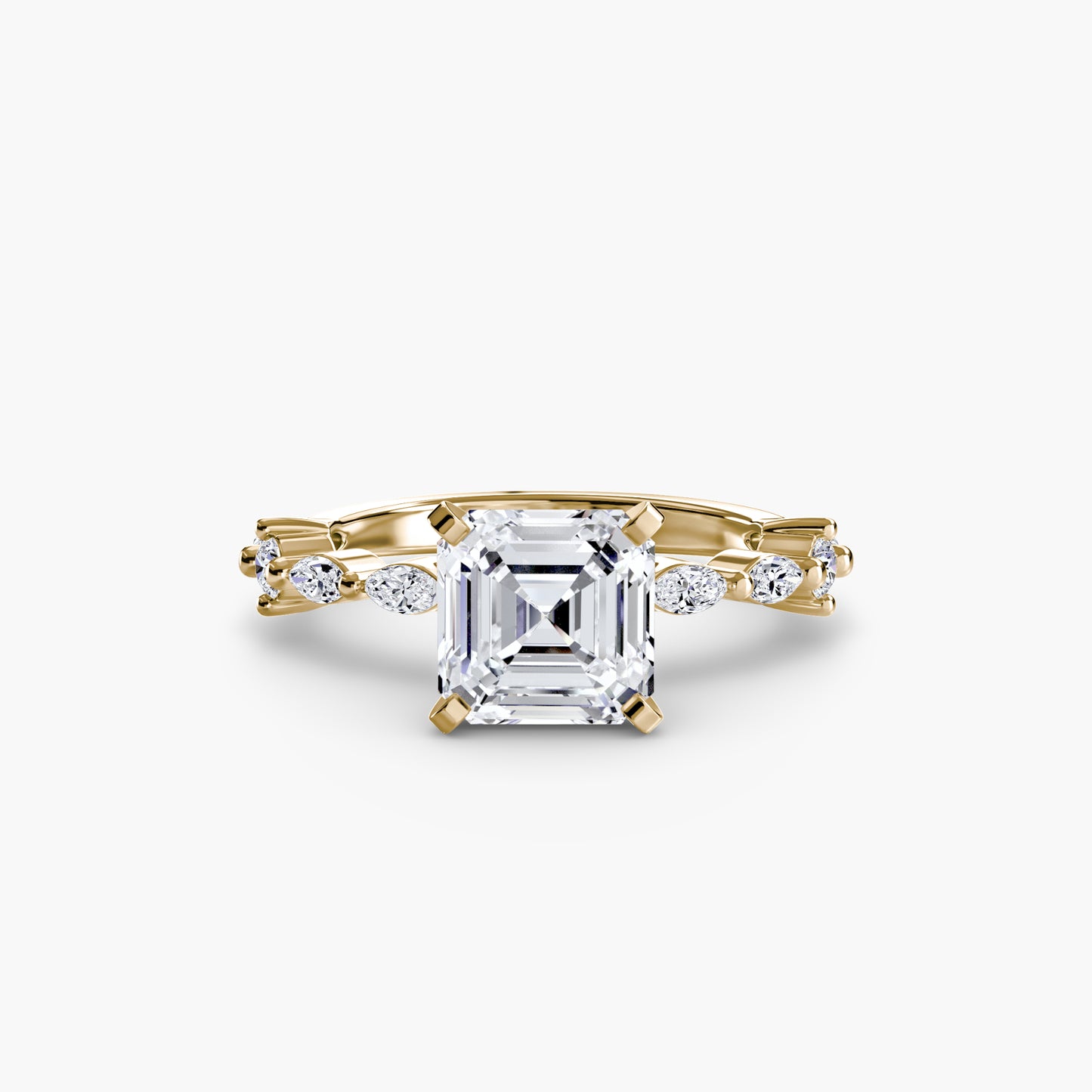 The "Gina" Solitaire with Diamond Stations Ring