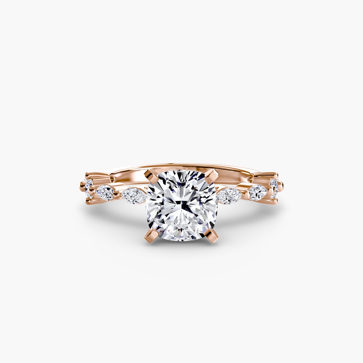 The "Gina" Solitaire with Diamond Stations Ring