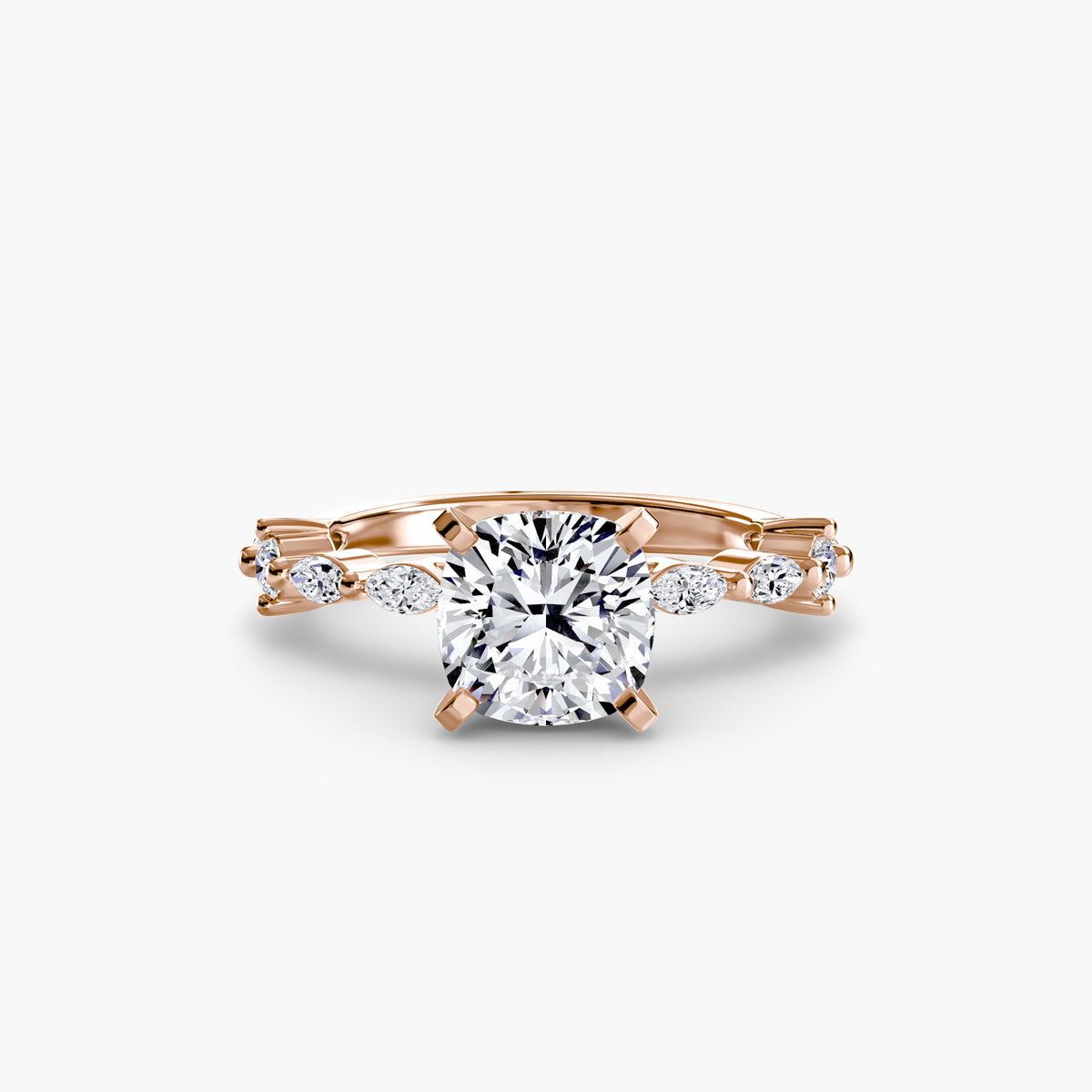 The "Gina" Solitaire with Diamond Stations Ring