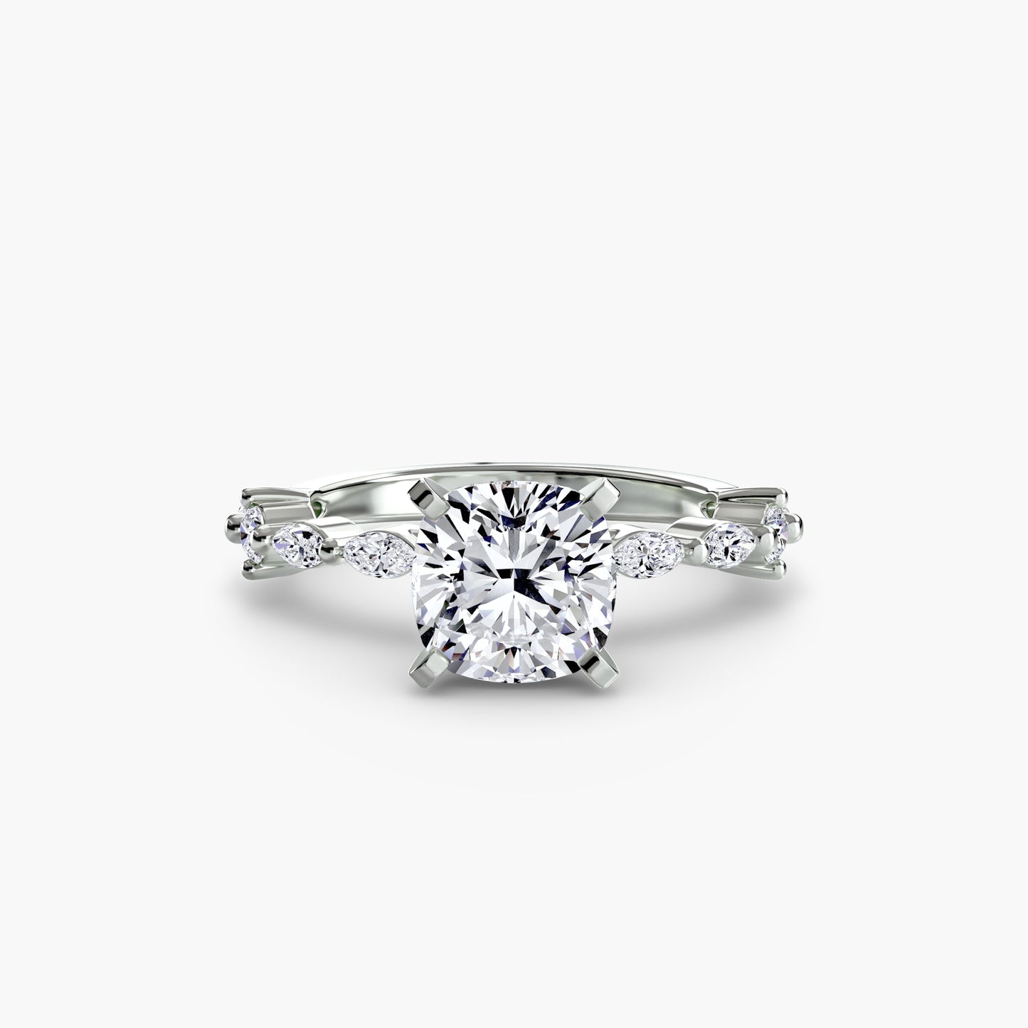 The "Gina" Solitaire with Diamond Stations Ring