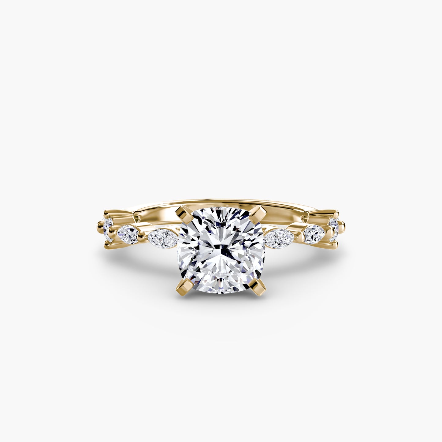 The "Gina" Solitaire with Diamond Stations Ring