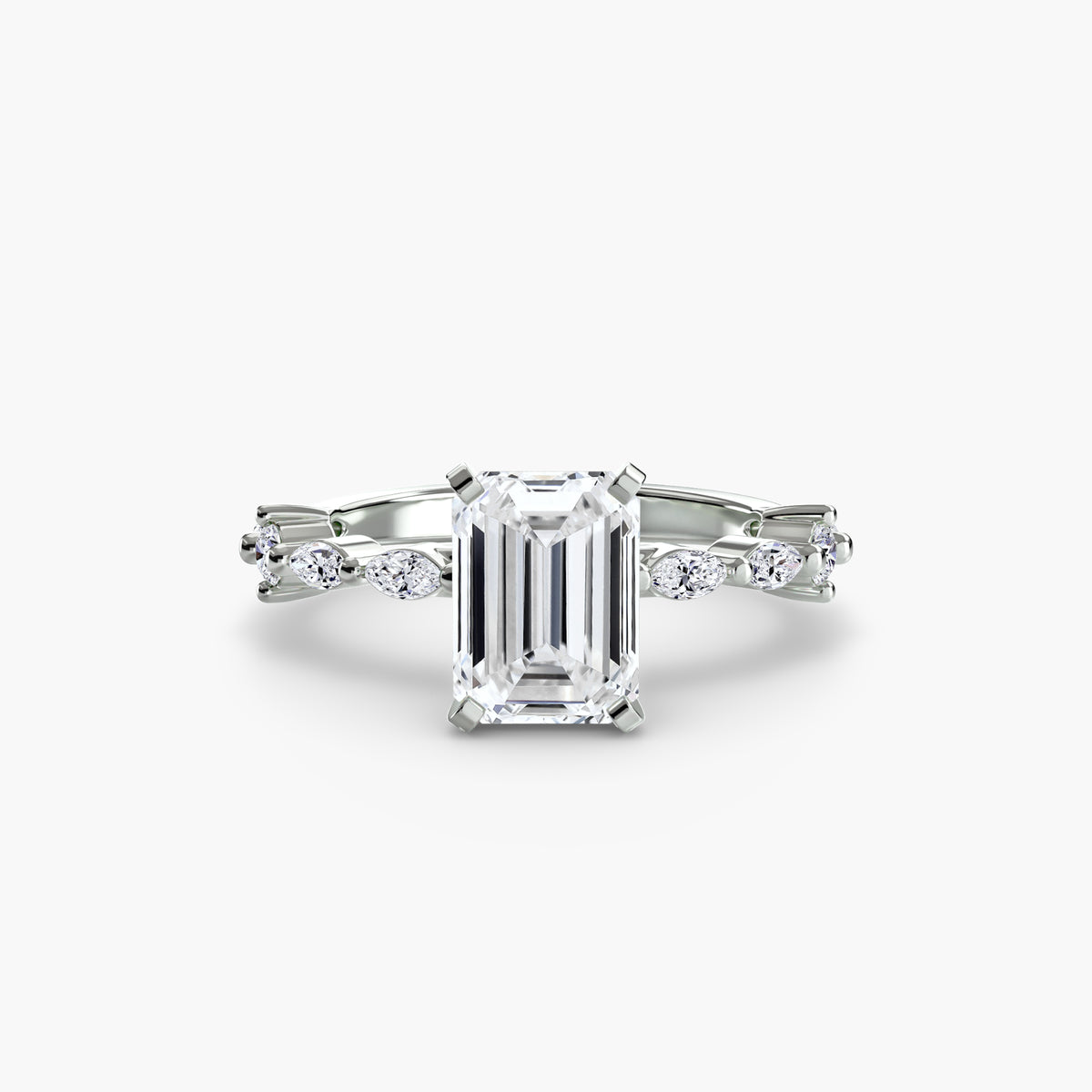 The "Gina" Solitaire with Diamond Stations Ring