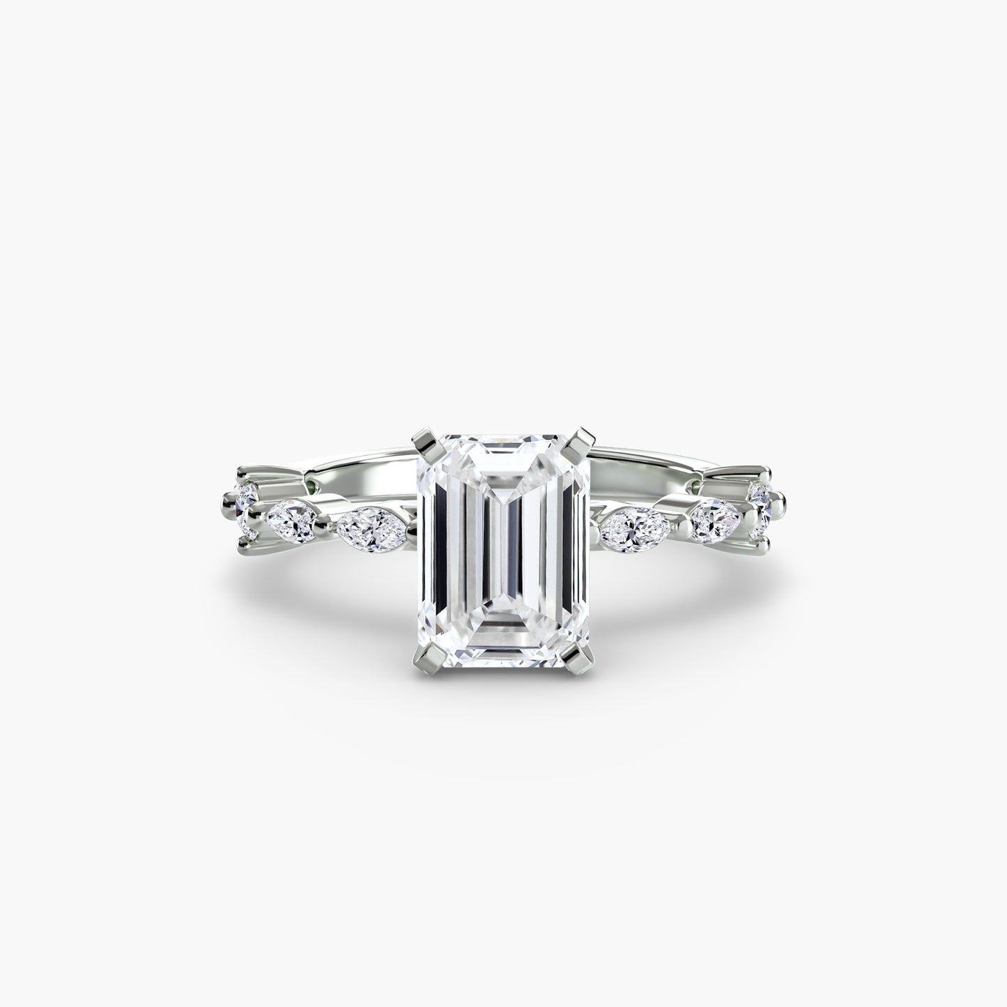 The "Gina" Solitaire with Diamond Stations Ring