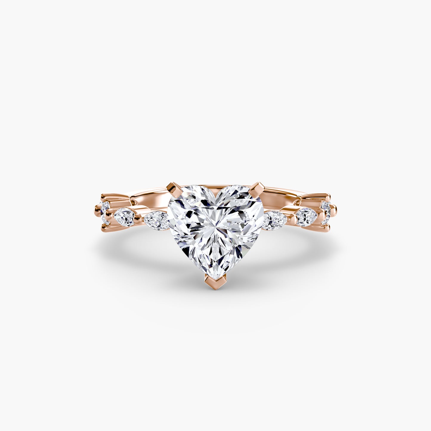 The "Gina" Solitaire with Diamond Stations Ring