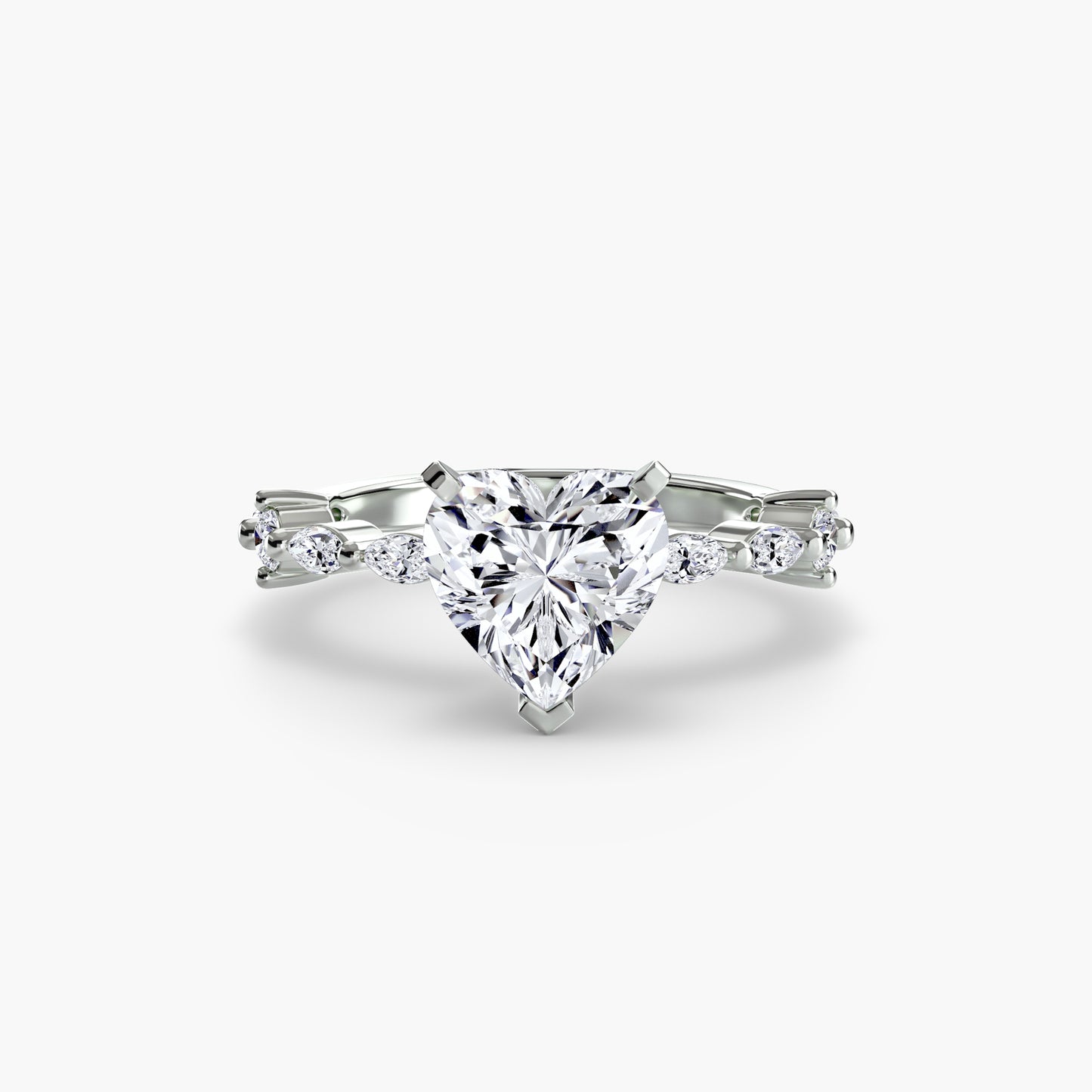 The "Gina" Solitaire with Diamond Stations Ring