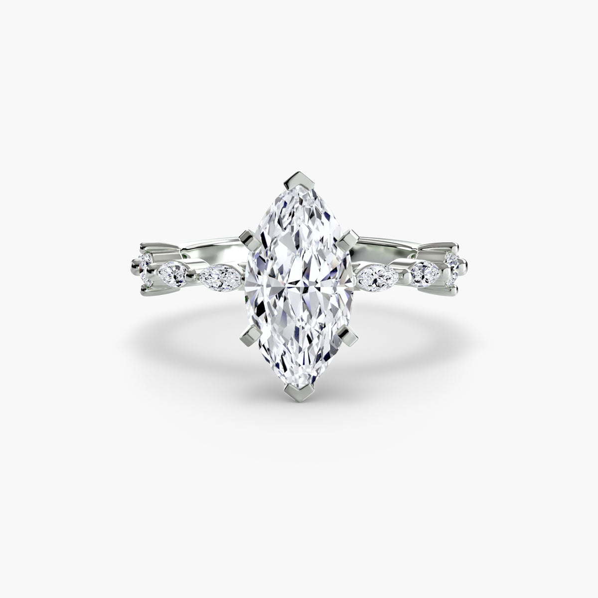 The "Gina" Solitaire with Diamond Stations Ring