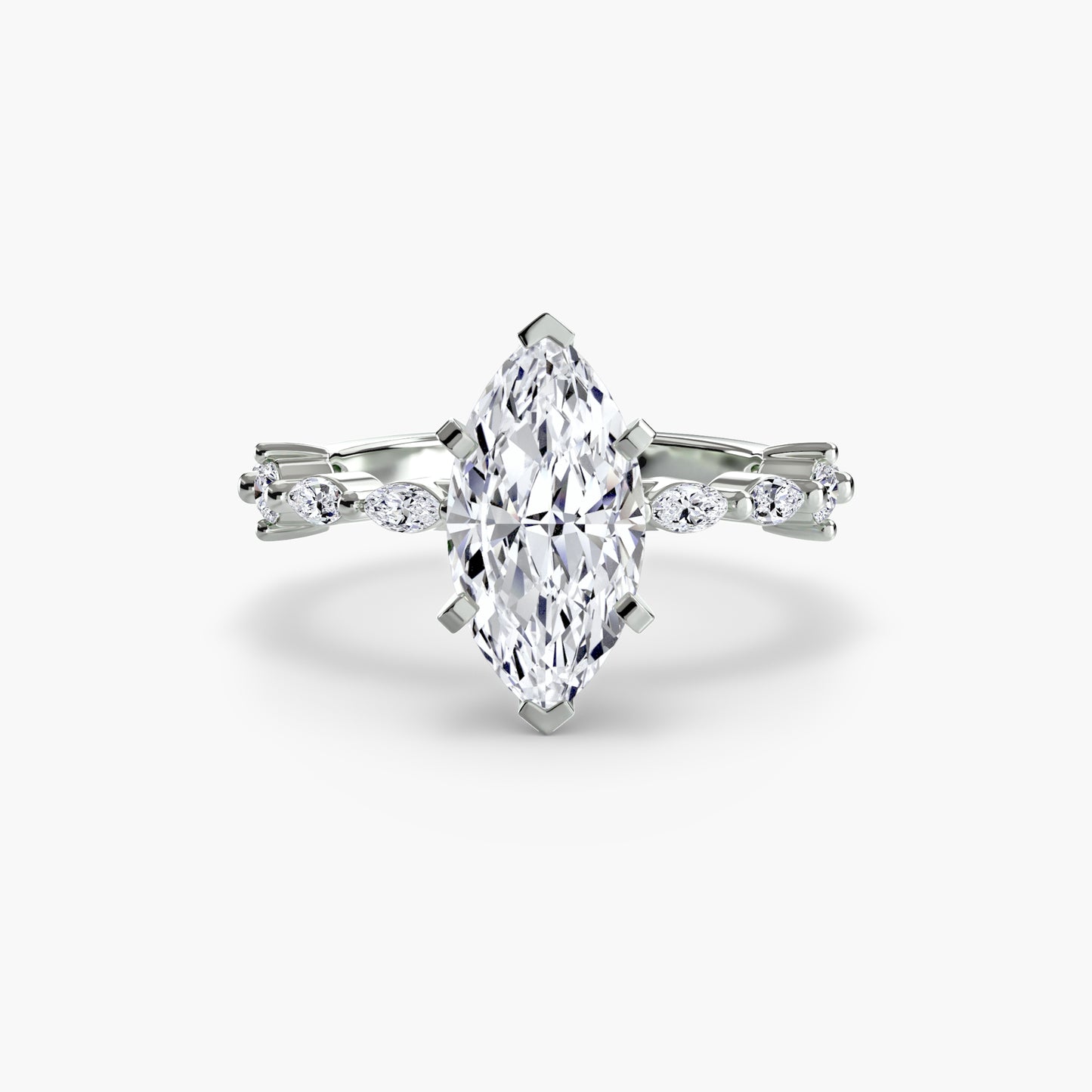 The "Gina" Solitaire with Diamond Stations Ring