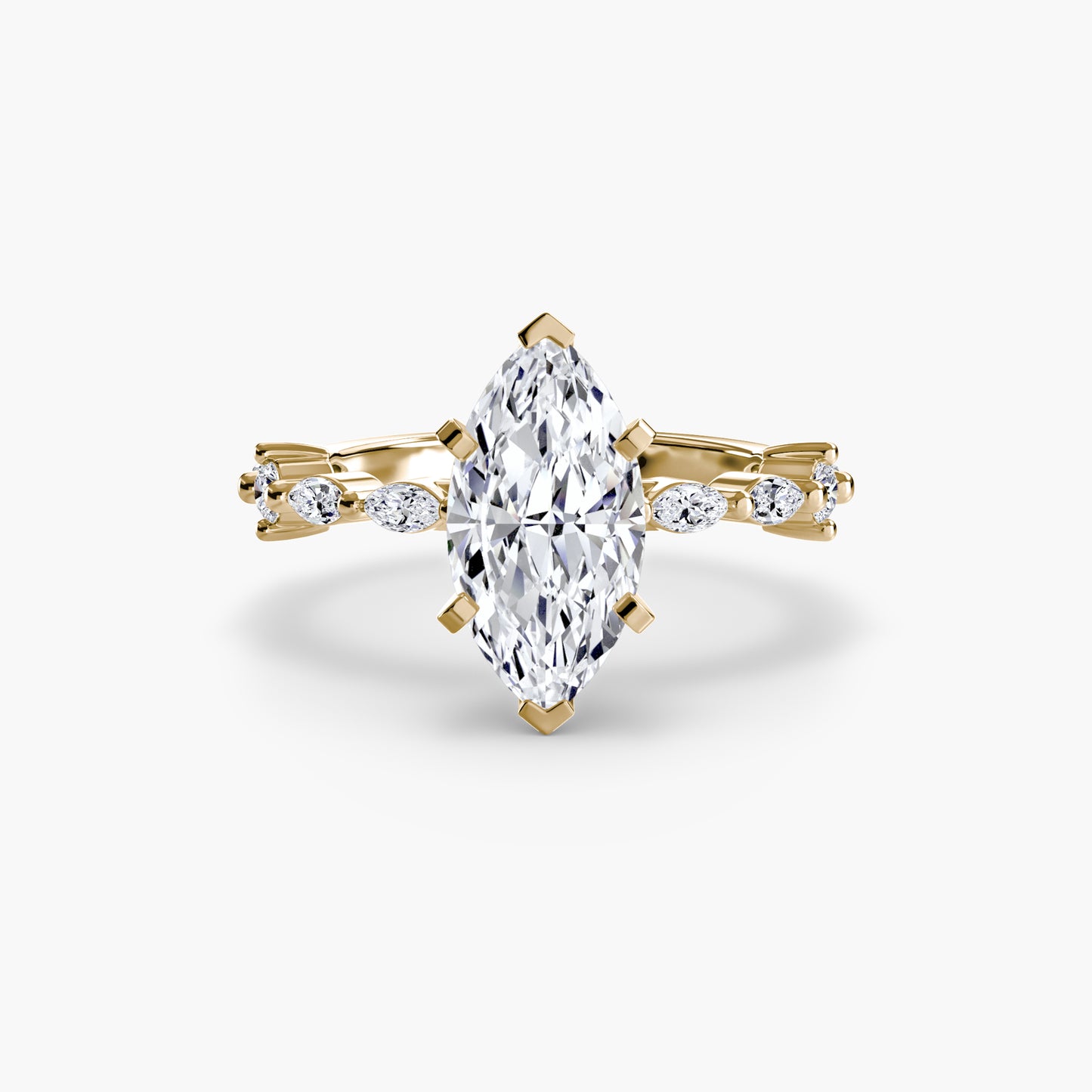 The "Gina" Solitaire with Diamond Stations Ring